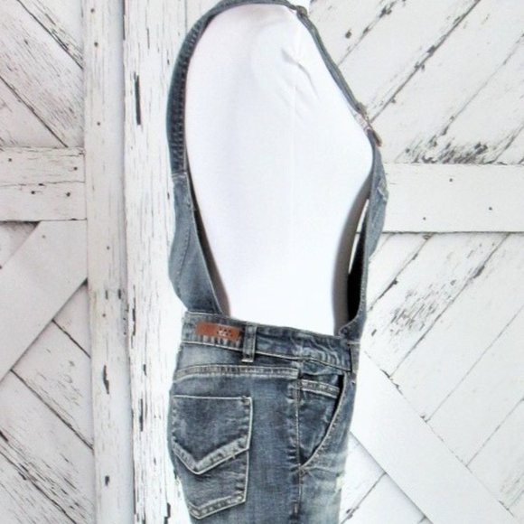 Blizzard Blue Distressed/Destroyed Overalls - Picture 8 of 15